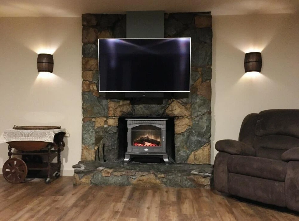 2 Packs Wall Lamp Wood Wine Barrel Wall Lights Fixtures Sconce Up Down Lighting - Image 4 of 4