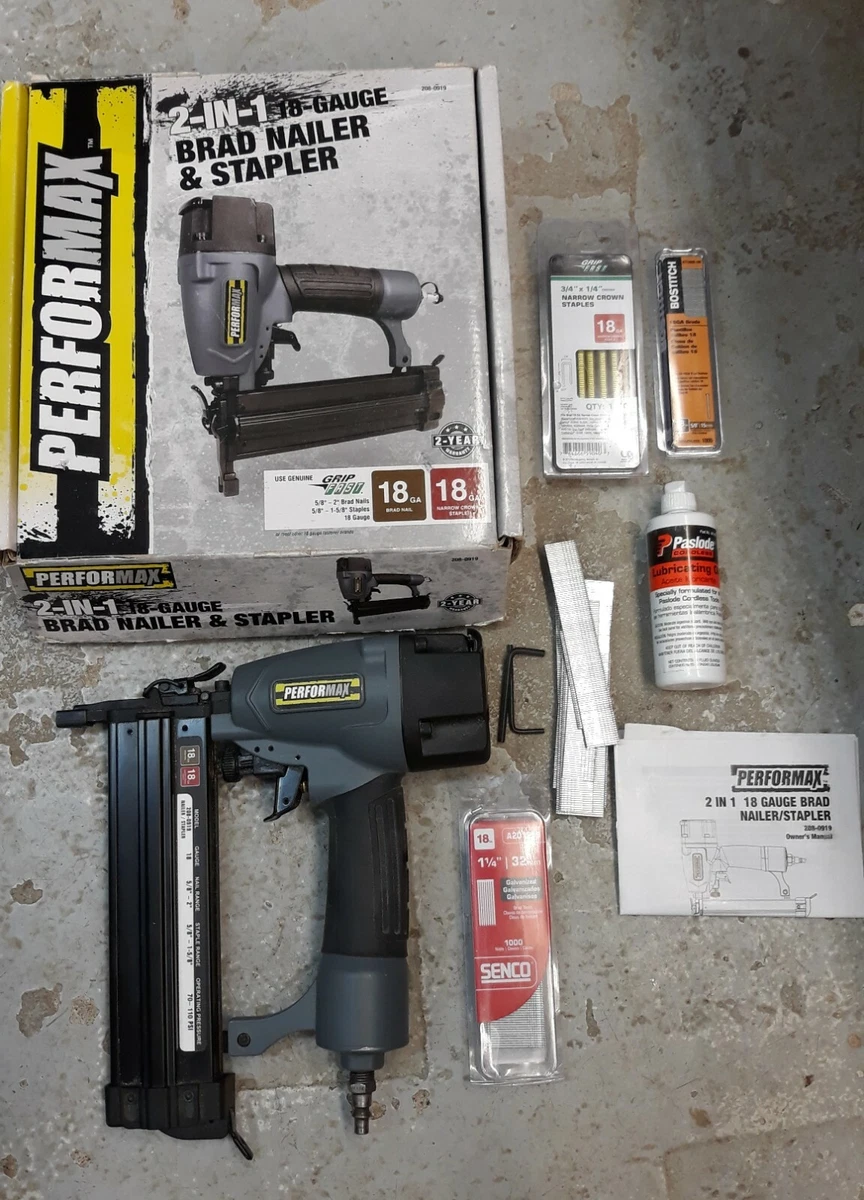 Performax 2 N 1 18 Gauge Brad Nailer and Stapler with Nails and Lubricant