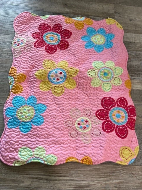 Ivy Hill Home Girls Twin Size Reversible Quilt Flowers and Stripes - Image 3 of 4