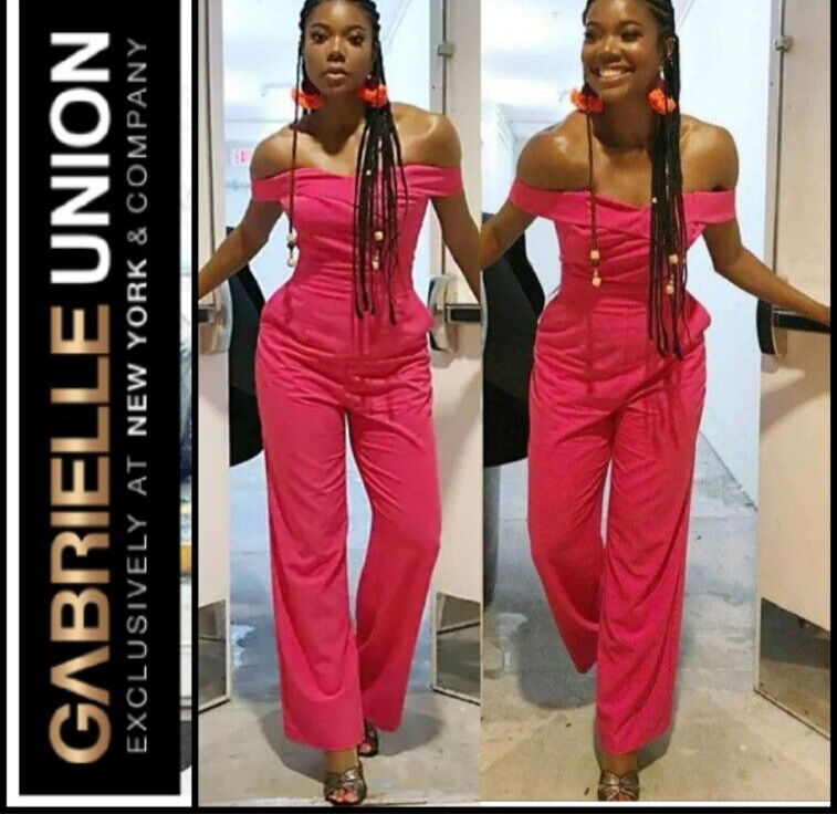 Gabrielle Union Hot Pink Fuchsia Off On Shoulder Adj Strap