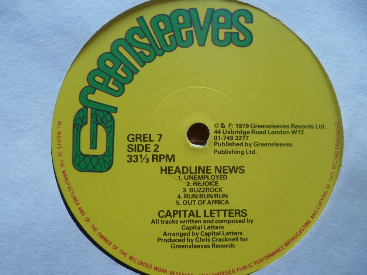 CAPITAL LETTERS - Headline News ( LP - Greensleeve 1979 - VG