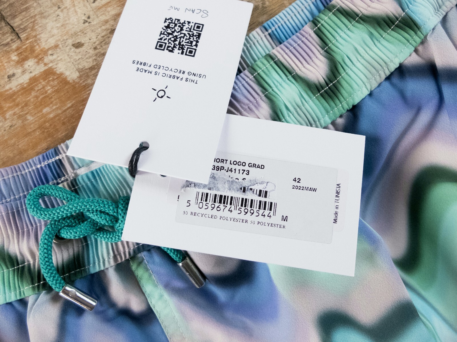 (NO CUSTOMS TAX) PAUL SMITH blue gradient logo print swim shorts Size Medium NWT image 5