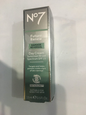 No7 Future Renew Damage Reversal DayCream Sunscreen SPF 25 0.5oz. Exp. 05/2025+