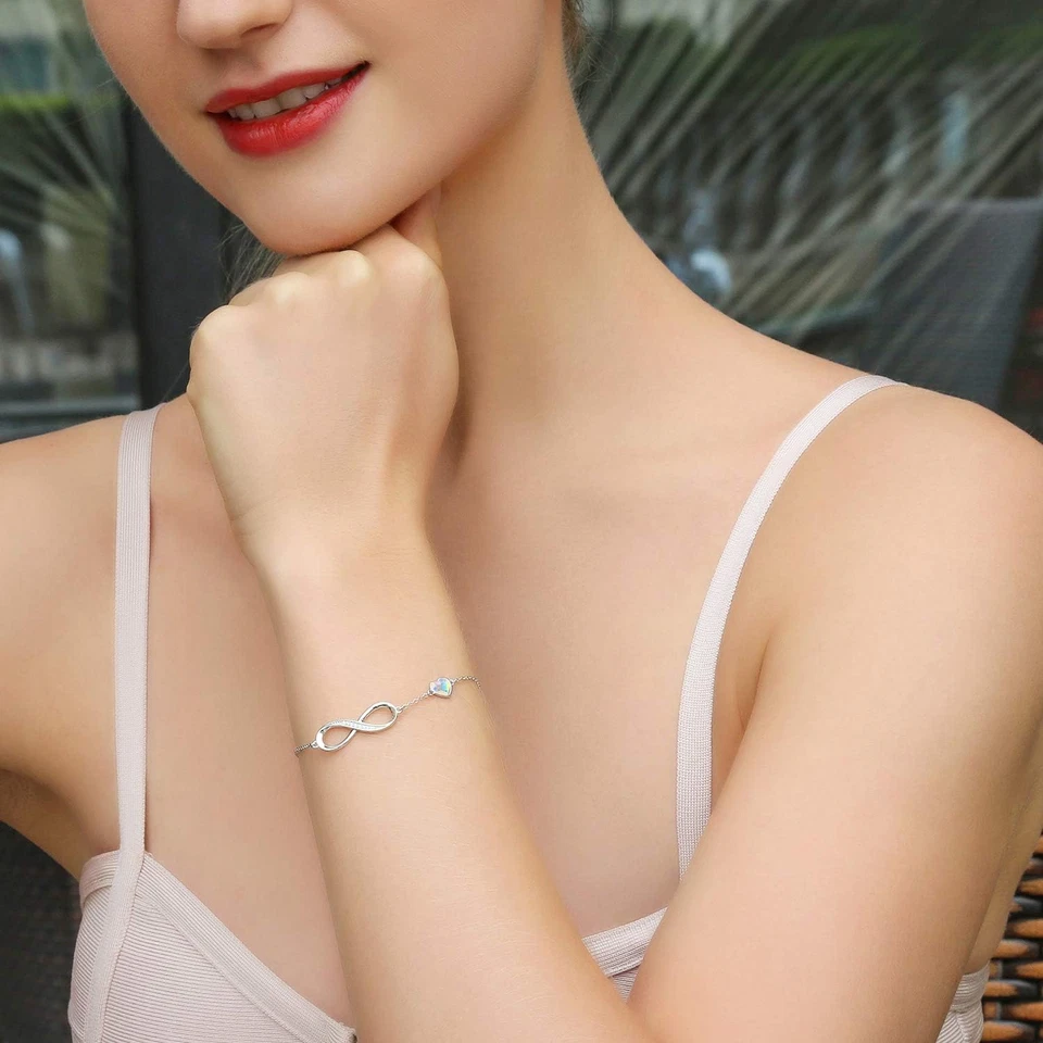 Bracciale Donna Argento 925 or Acciai Inossidabili Braccialetto Infinito Braccia - Immagine 4 di 4