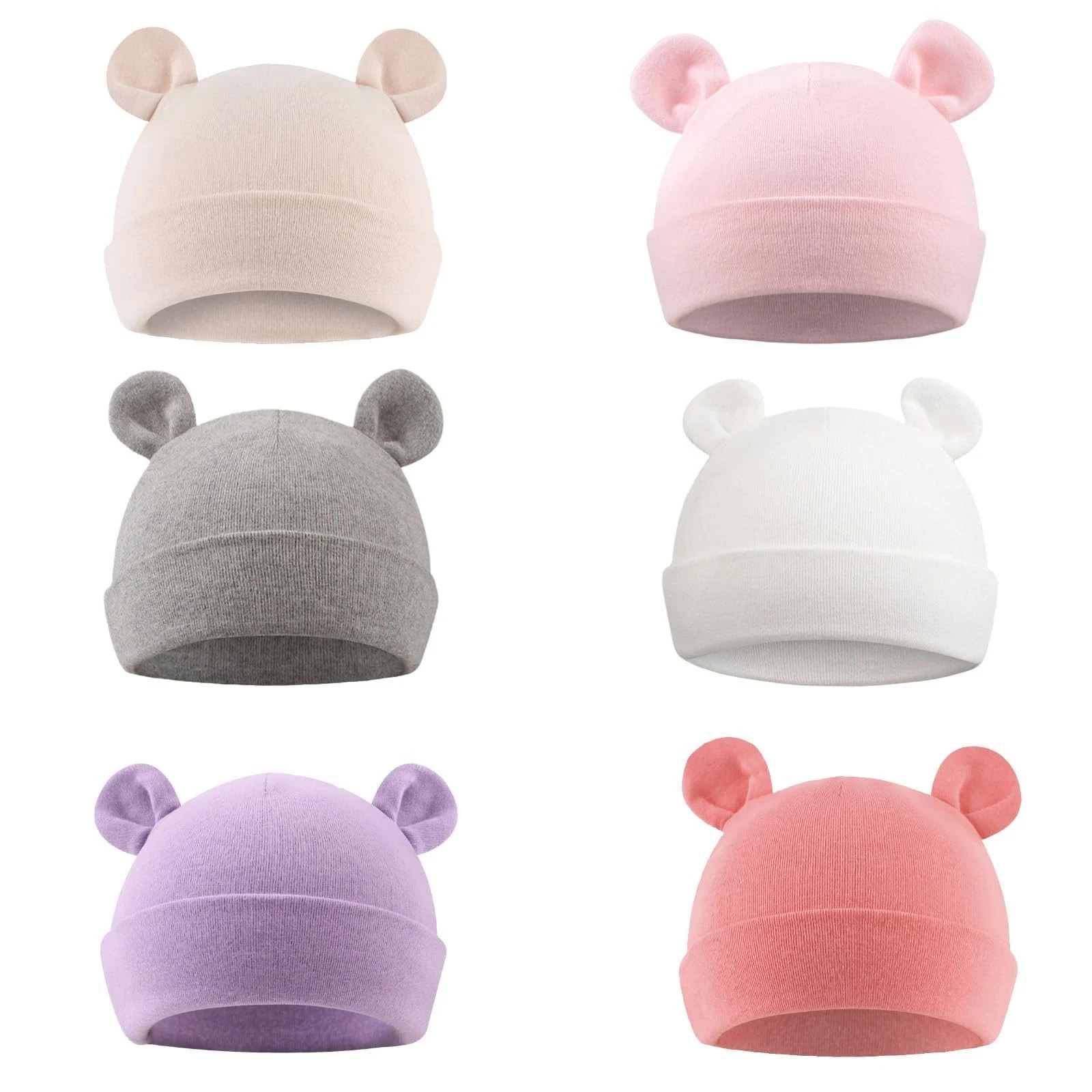 Newborn Hospital Hat 0-12Months Preemie Boys Girls Beanie Solid Infant Baby H...