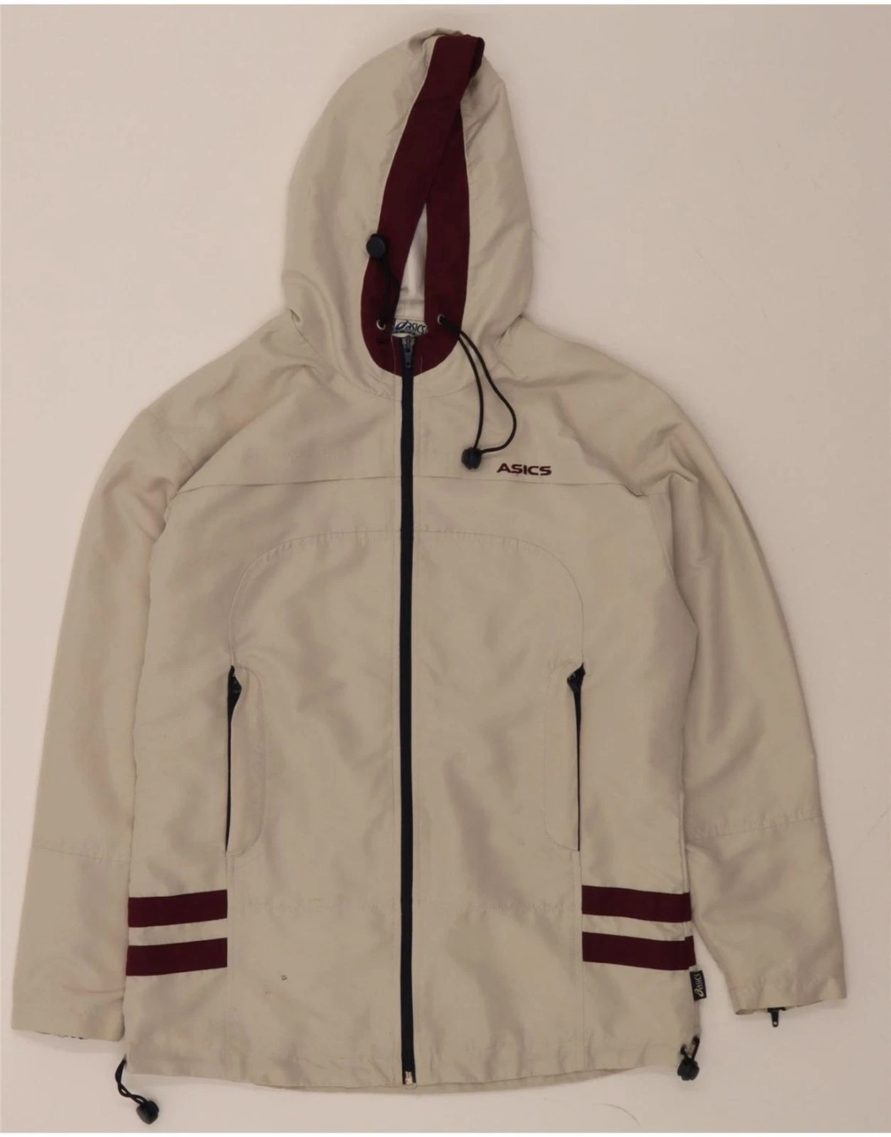 OFF WHITE ASICS Giacca da pioggia donna con cappuccio UK 12 Medium Off White DI16