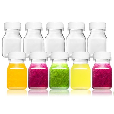 10pcs 2oz Plastic Shot Bottles with Caps - Ginger Shot - Freezer Safe, Leak P...
