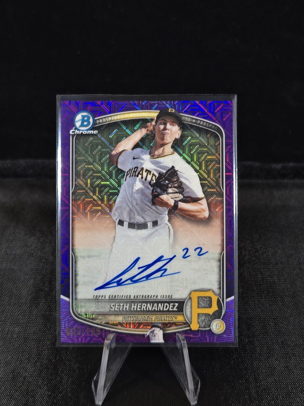 2025 Bowman Draft SETH HERNANDEZ Mega Box PURPLE REFRACTOR AUTO /199 BMA-SH
