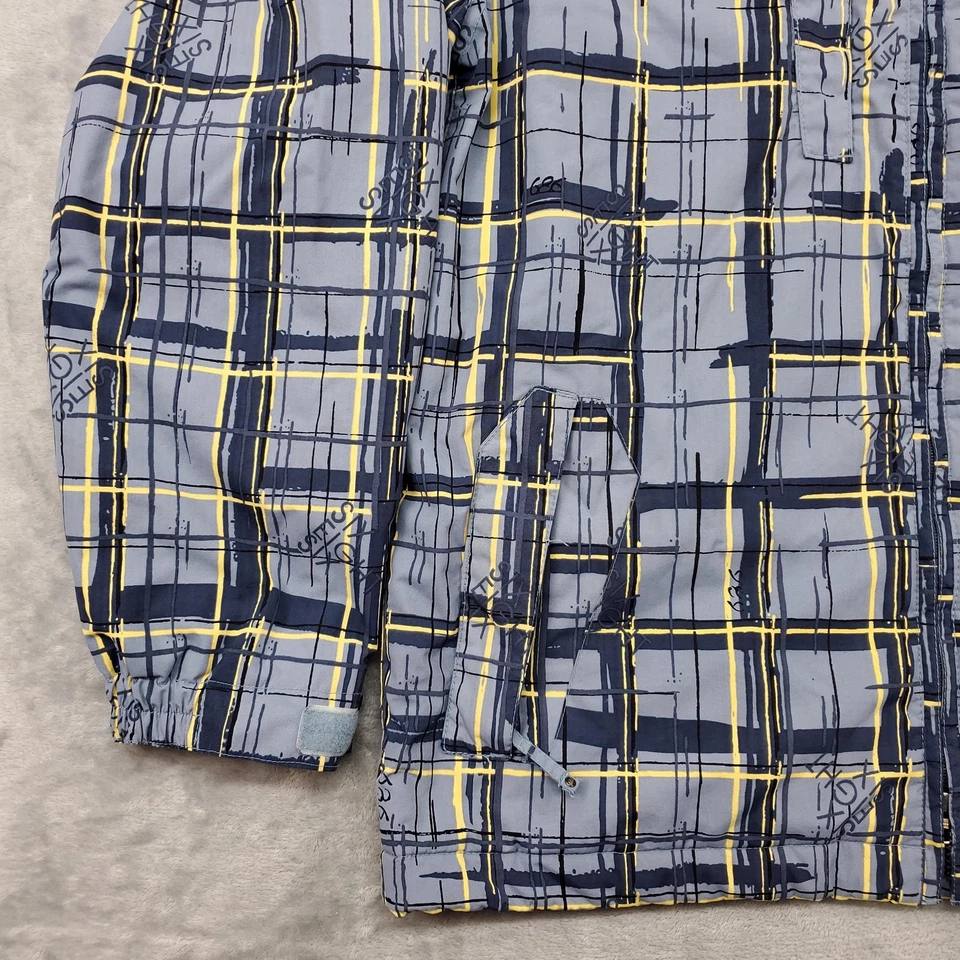 686 Jacket Mens Large Blue Gray Plaid Hooded Mannual Snowboard Ski Zip Winter - Image 4 of 4