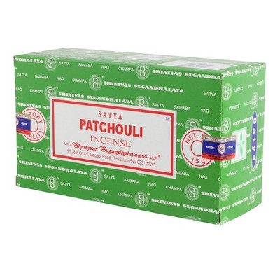 12x15g Packung Räucherstäbchen Satya Patchouli Duftmischung Indien Incense