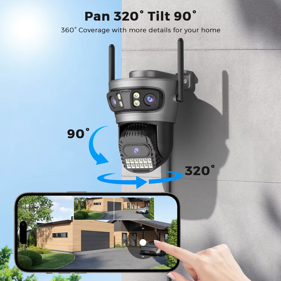 15MP PTZ IP Camera Outdoor 5G Wifi Camera Three Lens 5X Digital Zoom Auto Tracki - Bild 4 von 4
