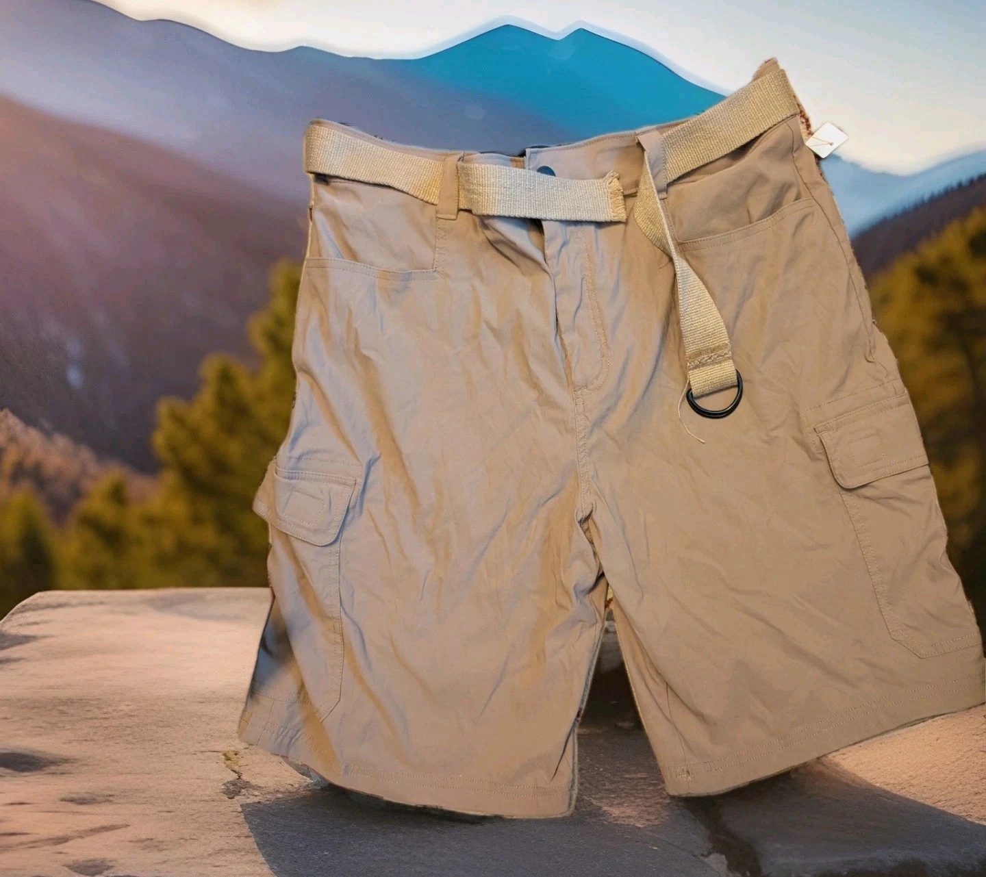 Orvis Mens Quick Dry Nylon Hiking Fishing Outdoor Khaki Cargo Shorts