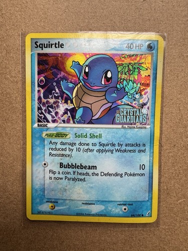 Pokemon Squirtle Reverse Holo EX Crystal Guardians 64/100 MP Condition