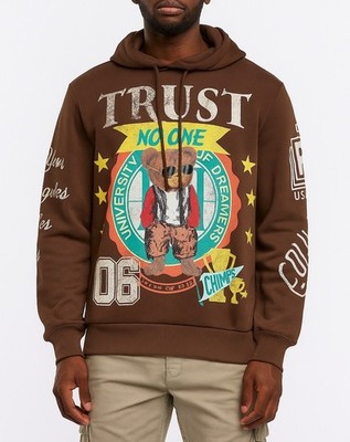 Reason Brand   Trust No One   Graphic Print Pull Over Hoodie Men s Size Large