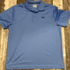 Under Armour Loose Fit Short Sleeve Polo Shirt Mens 2XL Heat Gear Cool Blue Golf