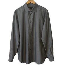 John Varvatos USA Slim Fit Button Shirt Men 17 34/35 Gray Pinstripe Long Sleeve