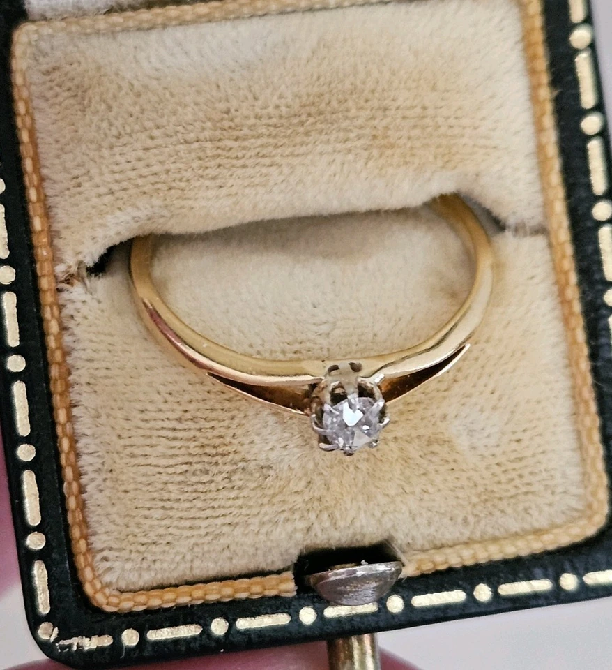 Antiker 18kt Gold Ring Altschliff Minenkissen Diamant Gr. Q1/2-R Viktorianisch. - Bild 4 von 4