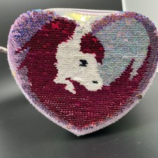 Childrens Place Girls Heart Shaped Purse Pink Haired White Horse Sequence Change
