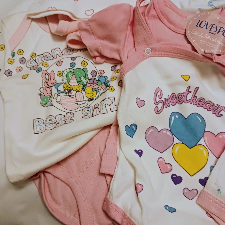 Vtg. 1980s Baby 0-6 Mo. Girl Clothes Lot Sweetheart Pastel Unworn Childwise NWOT - Image 3 of 4
