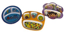 Set of three toddler melamie plates, Dora the Explorer, ABCS, Choo Choo Train