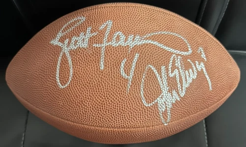 Brett Favre & John Elway Autographed Official Superbowl XXXVI Football BAS HOF