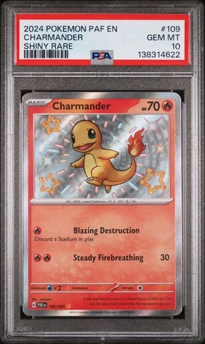 2024 POKEMON PAF EN-PALDEAN FATES SHINY RARE #109 CHARMANDER PSA 10