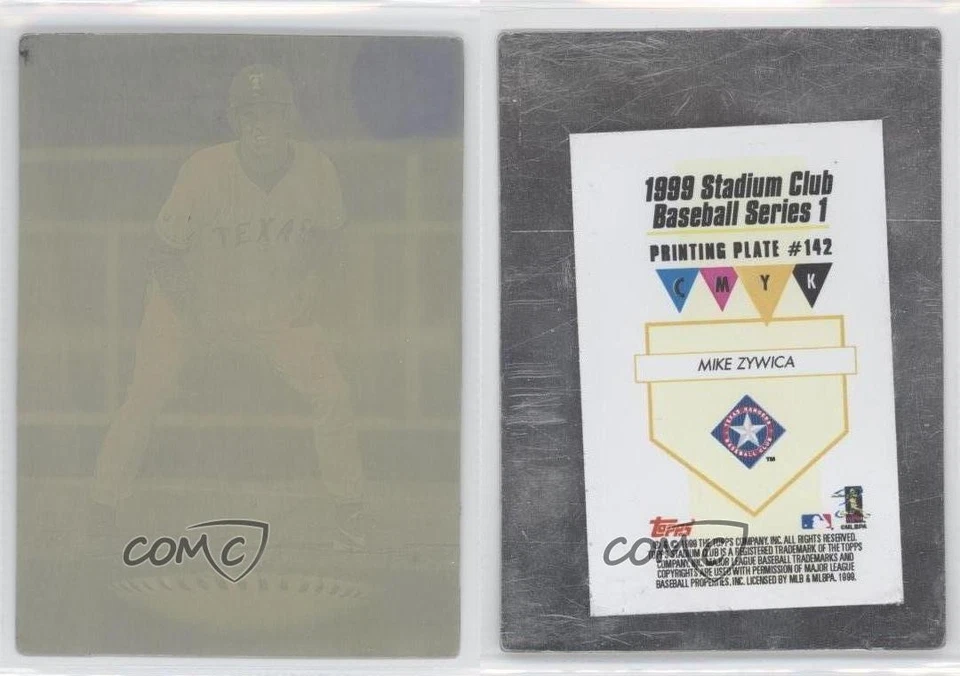 1999 Topps Stadium Club Printing Plate Yellow 1/1 Mike Zywica #142 Rookie RC 0a1 - Image 3 of 3