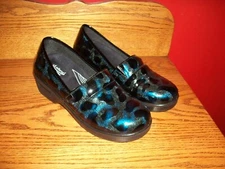 Laforst Jaime Womens Size 10 Slip Resistant Black Blue Clogs Leopard 7024-33