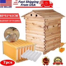 7Pcs Auto Beehives Honey Beehive Frames Bee + Beekeeping Brood Cedarwood Box US