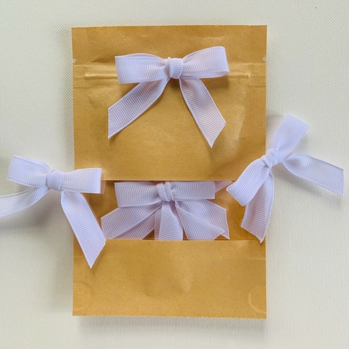 White Hand Tied 20 Bow Pack 13mm solid Grosgrain Ribbon Crafting Scrapbooking - Picture 6 of 6