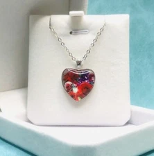 Heart Shaped Red Rose Pendant Necklace Jewelry Accessories