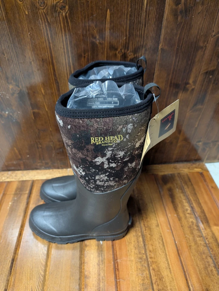 RedHead Camo Utility Waterproof Rubber Boots - Brown, Size 7 - Image 3 of 4