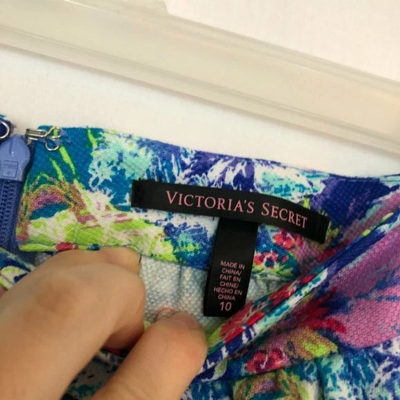 VICTORIA'S SECRET Blue Green Pink Neon Boho Palm Tree Hawaiian Skirt Mini sz 10 - Image 3 of 4