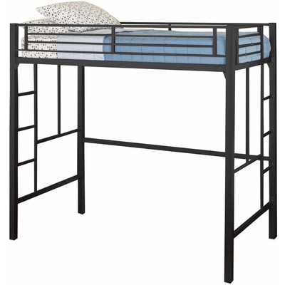 Yourzone Metal Twin Loft Black Bed Kids Home Bedroom Space ...