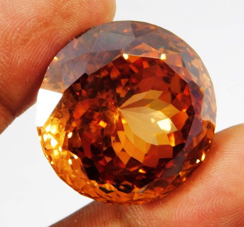 Natural 97.80 Ct Cambodian Orange Zircon Round Cut Loose Gemstone " CERTIFIED " - Picture 5 of 7