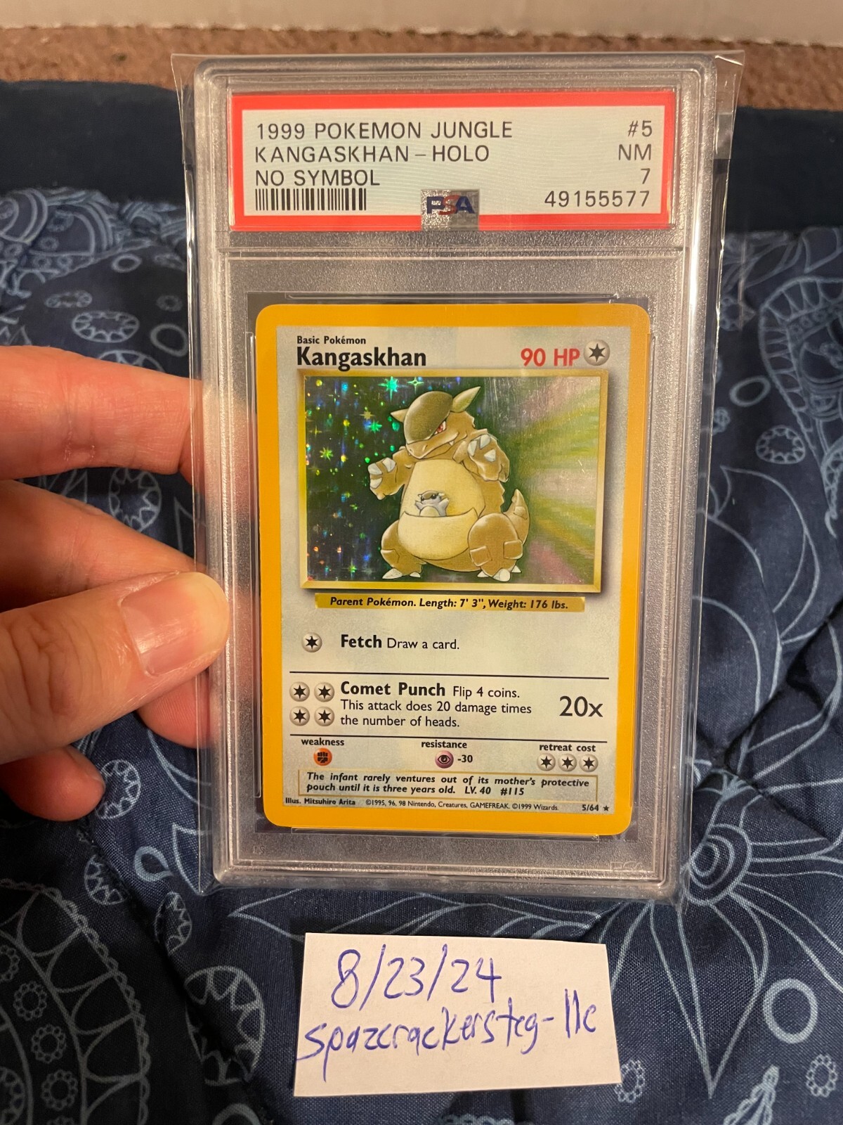 Pokémon TCG PSA 7 Kangaskhan #5 JUNGLE no symbol FREE SHIPPING!!!
