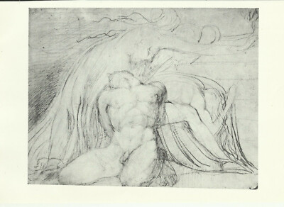 Unidentified subject - The Death Chamber Drawing William Blake Druck Bild 70er
