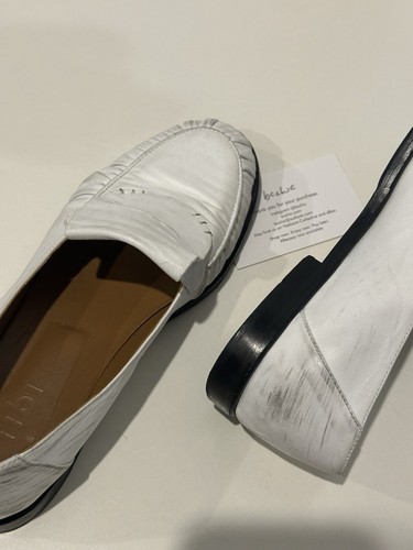 TIBI Steve Leather Loafer White Flats Low Heel Penny Classic Nappa WOF 37.5 - Picture 7 of 13