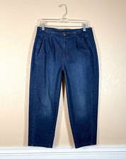 Eileen Fisher Organic Cotton Stretch Tapered Pants Ankle Length Size 6 Dark wash