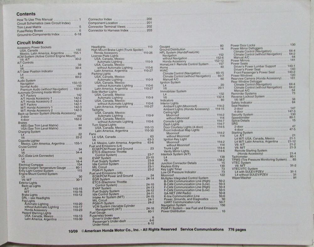 2010 Honda Accord Electrical Troubleshooting Service Manual | eBay