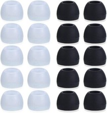 FIXED Star 20 Pcs Medium 10 Black / Clear Silicone Earbud Cap Cover Replacement
