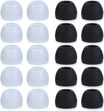 FIXED Star 20 Pcs Medium 10 Black / Clear Silicone Earbud Cap Cover Replacement 