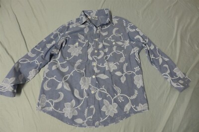 MS. RUSS Gray Paisley/Floral Denim/Chambray Button-Up Shirt Size 20W - NEW/NWOT