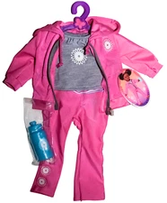 My Life As Doll Yoga Outfit Pink Tracksuit Set w/ Water Bottle Fits 18" Dolls