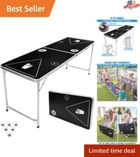 Portable 6-Foot Beer Pong Table with 6 Balls - Ultimate Party Essential
