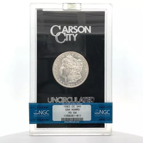 1883-CC Morgan Silver Dollar $1 NGC MS64 GSA Hoard Carson City U.S. Coin 90%