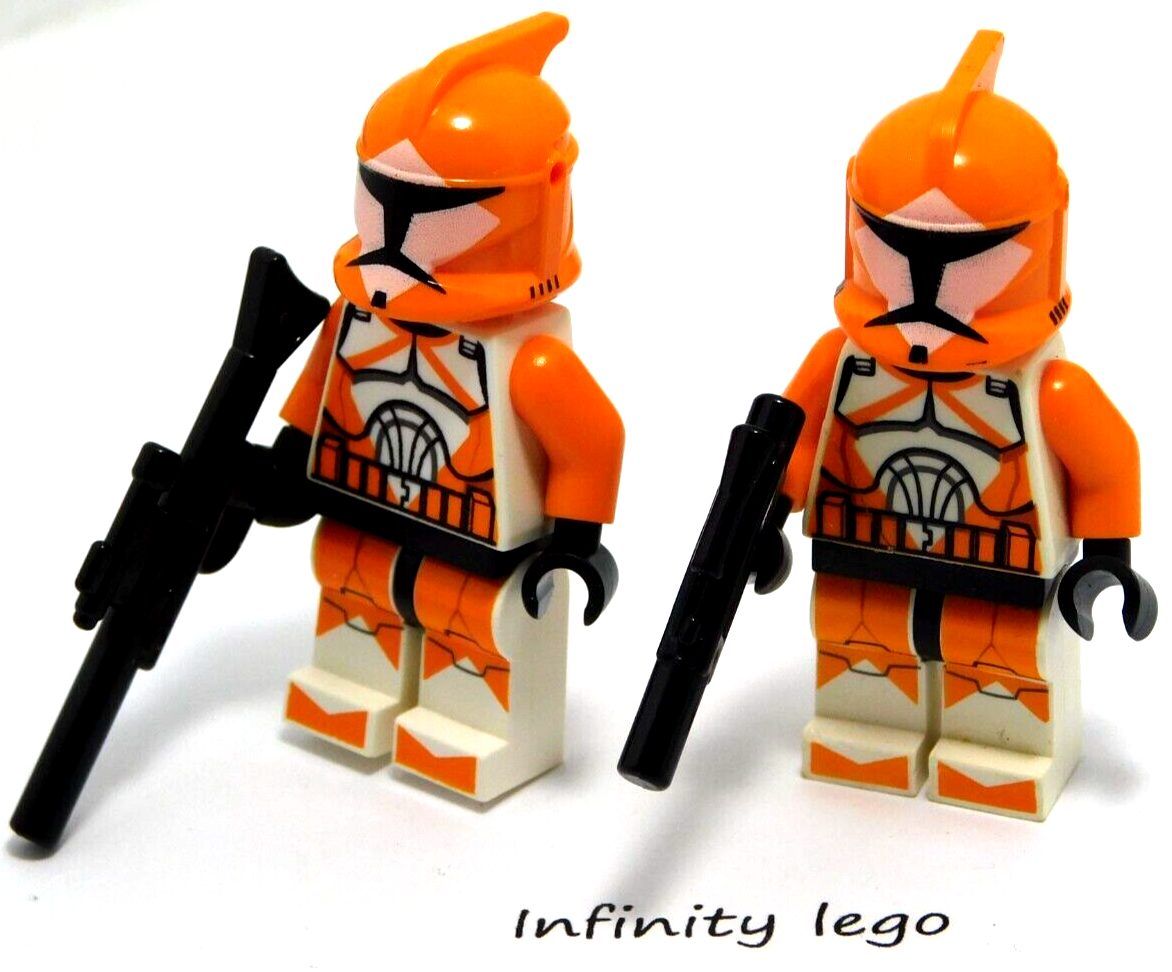 2 LEGO Orange Bomb Squad Trooper Minifigs Star Wars The Clone Wars