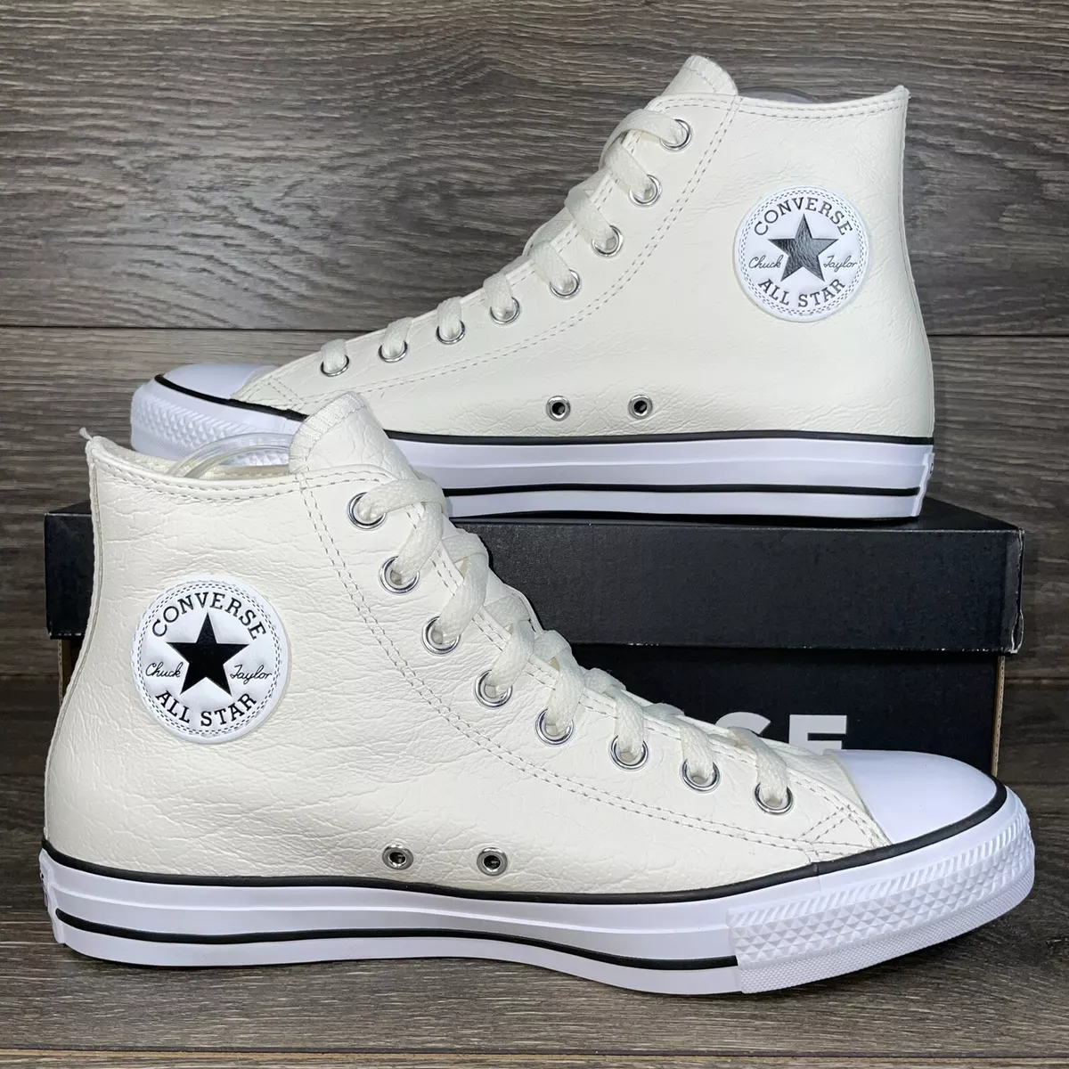 Æsel passe debitor Converse Men&#039;s Chuck Taylor All Star High White Tumbled Leather Shoes  Sneakers | eBay