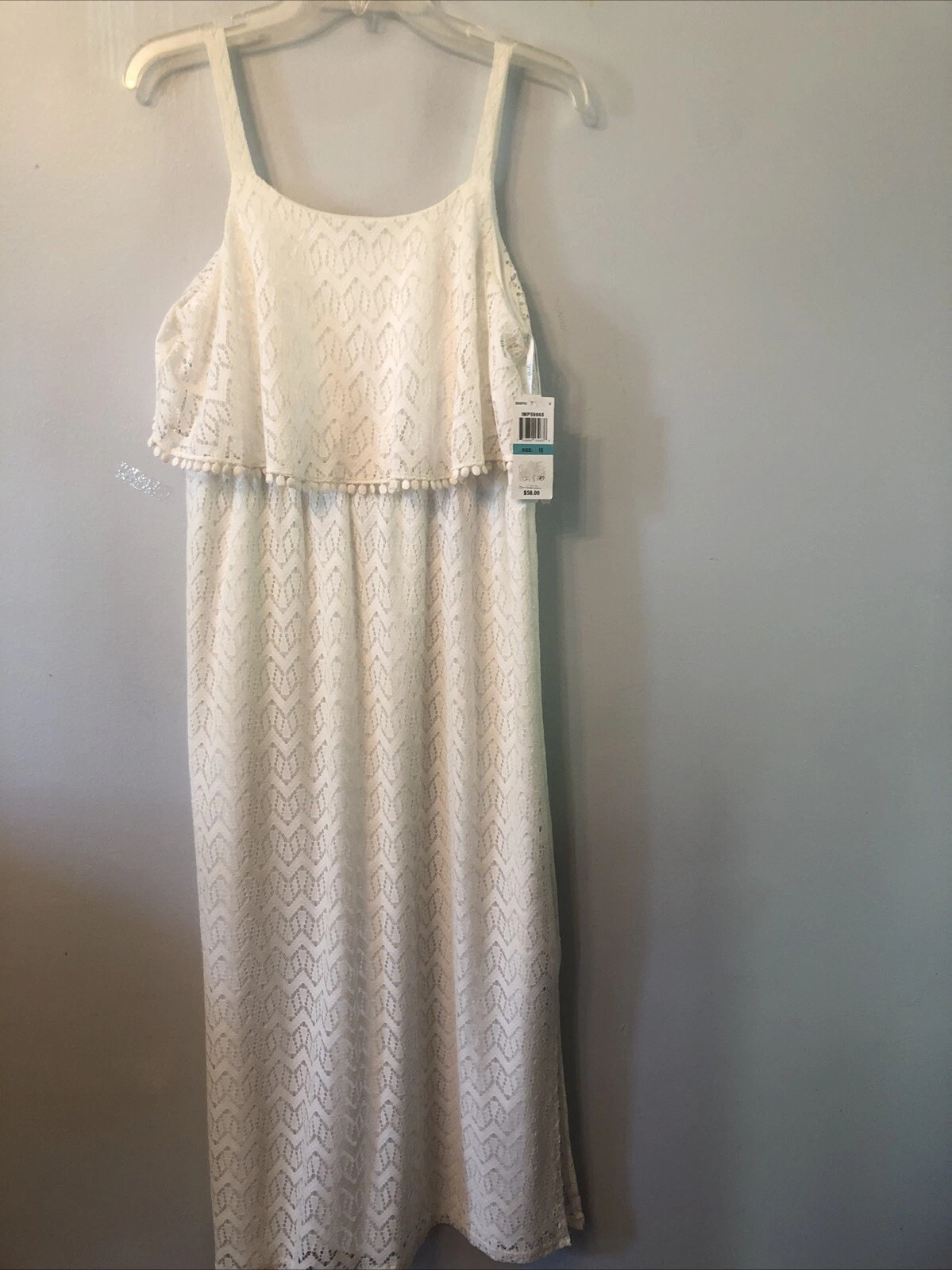 NWT Sequin Hearts Girls Prom/Wedding/Party/Formal White Lace Maxi Dress MSRP $58