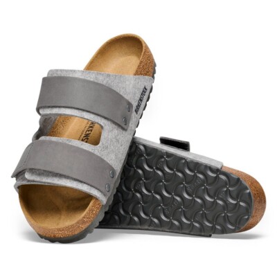 Birkenstock Uji Leather Felt Light Gray Men display picture 1